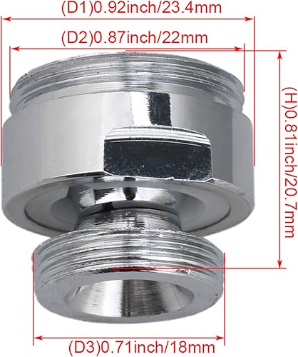 Miniatura 4 de RDEXP Grifo aireador macho rosca 0.709 in a 0.866 in adaptador de grifo de agua 360 grados cobre