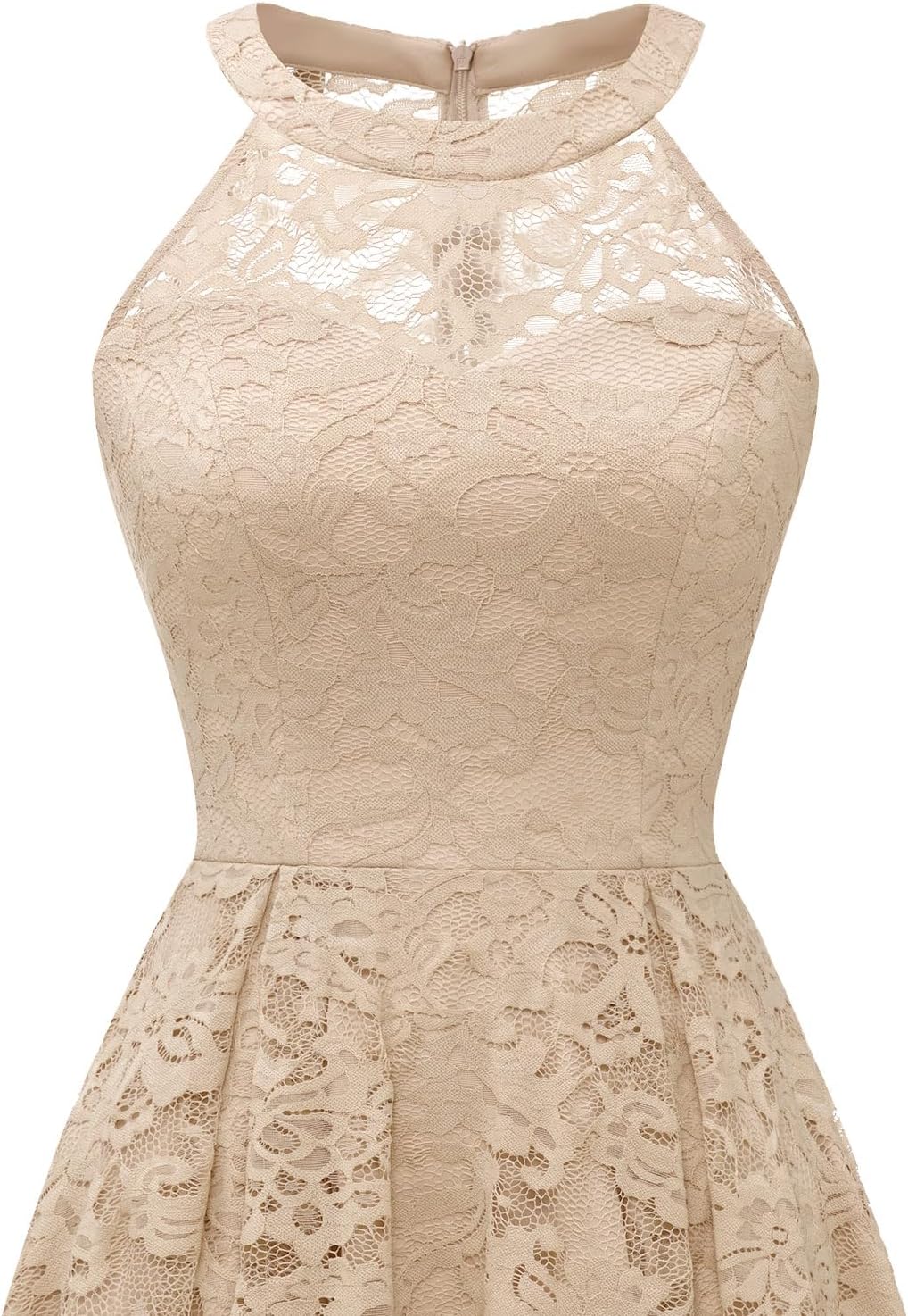 Dressystar Women's Halter Lace Cocktail Wedding Guest Dress Hi-Lo Bridesmaid Party Dresses with Sheer Neckline - Image 4