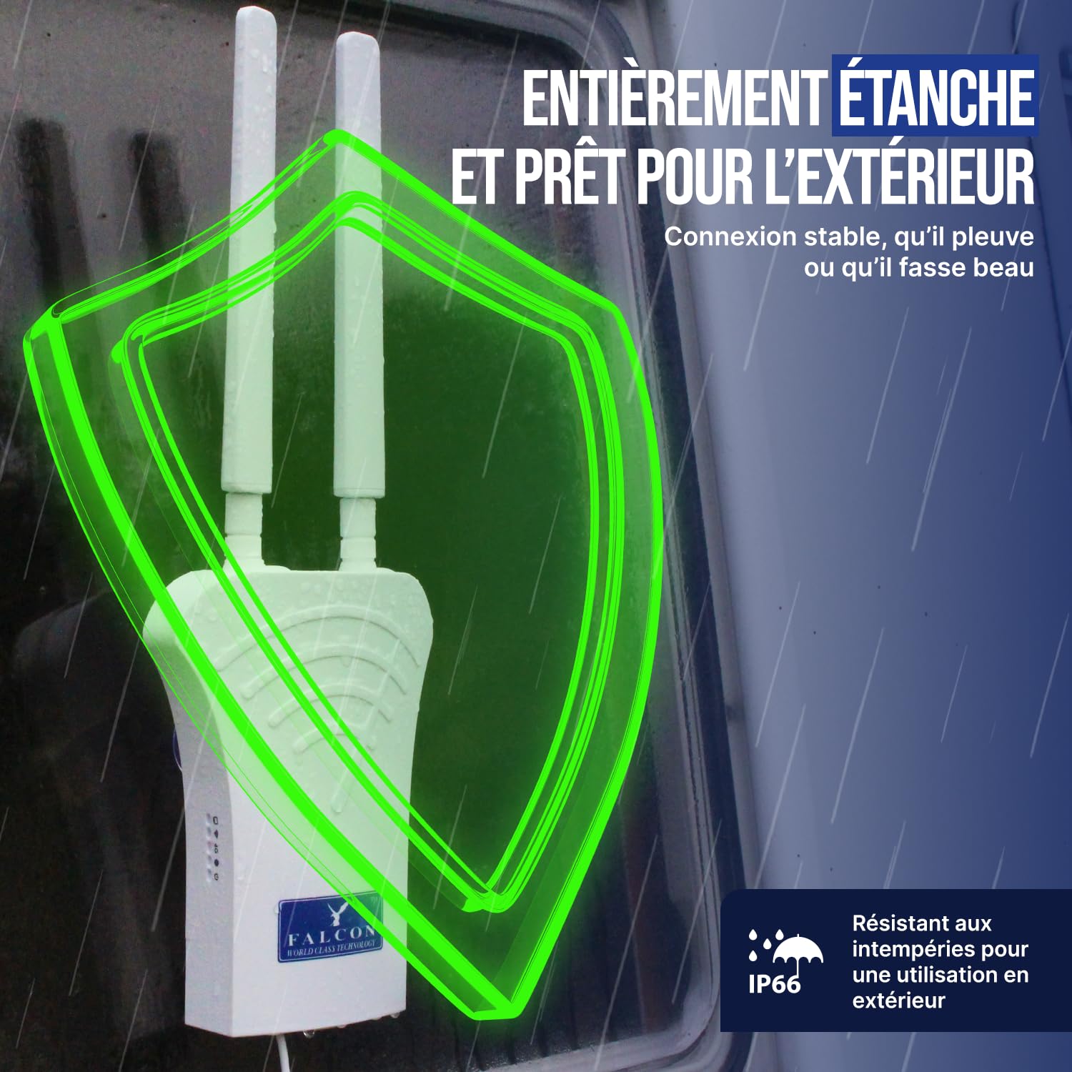 Falcon LTE 4G Combo antenne extérieure, y Compris routeur WiFi 150Mbit intégré et Pack d'accessoires pour Caravane I Camping-Car I Bus I Bateau I Van I Voiture I Camion