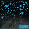 Glow in The Dark Stars for Ceiling,359Pcs 3D Glowing Star Removable Self-Adhesive Wall Decals,Moon, Rocket and Planets Wall Stickers for Girls Boys Kids DIY Bedding Room Bedroom Décor Blue