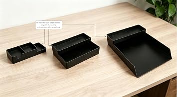Amazon Basics Rectangular Plastic Desk Organizer, Half Accessory Tray for Office Supplies and Workspace Organization, 9.4 x 3.3 x 1, Black