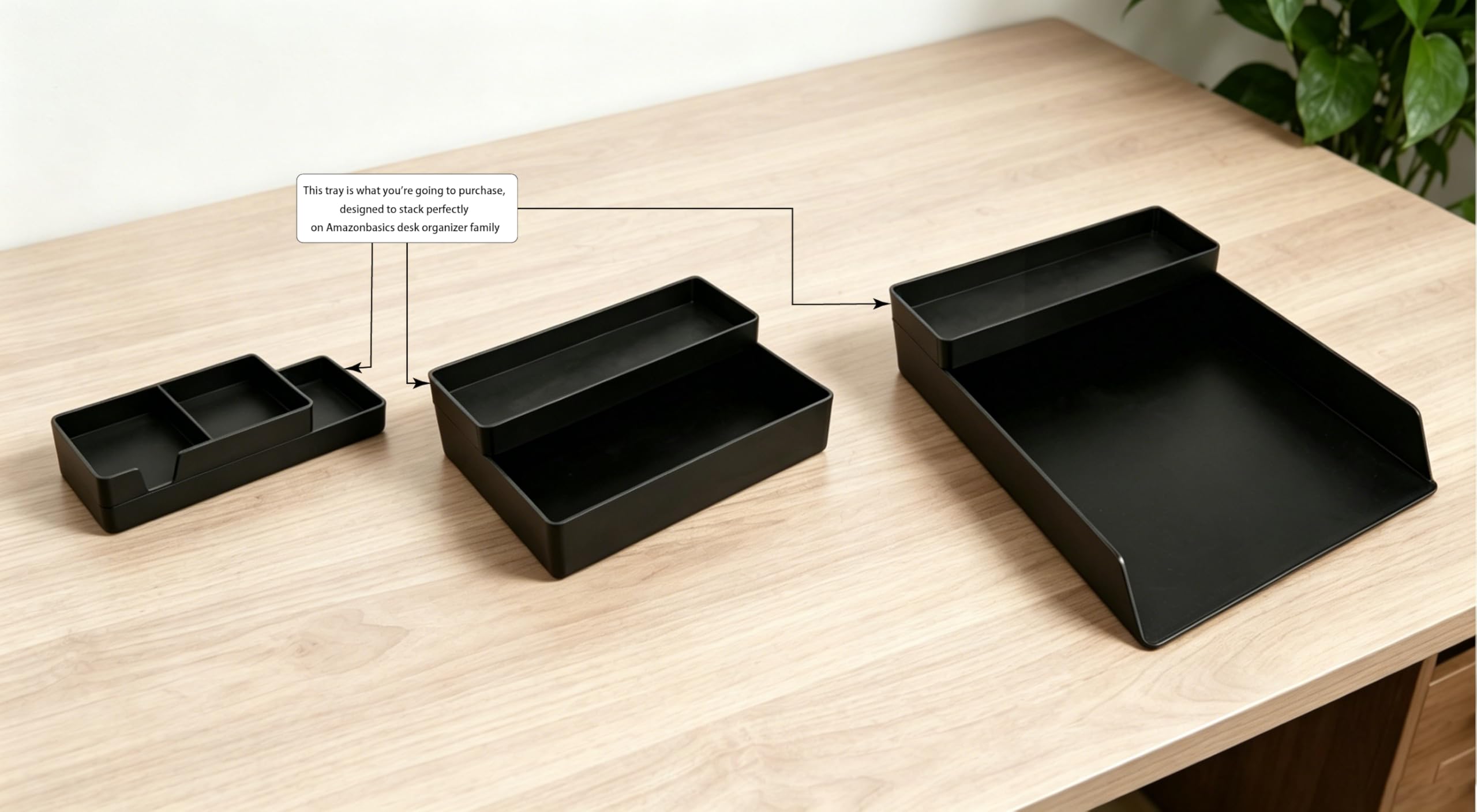 Amazon Basics Organiseur en plastique à accessoires Petit format Rectangulaire, 23.9 x 8.4 x 2.5 cm, Noir