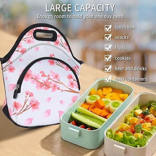 Miniatura 7 de Violet Mist Bolsas de almuerzo de neopreno con correa para el hombro, loncheras aisladas, bolsa térmica para el almuerzo, bolsa reutilizable con