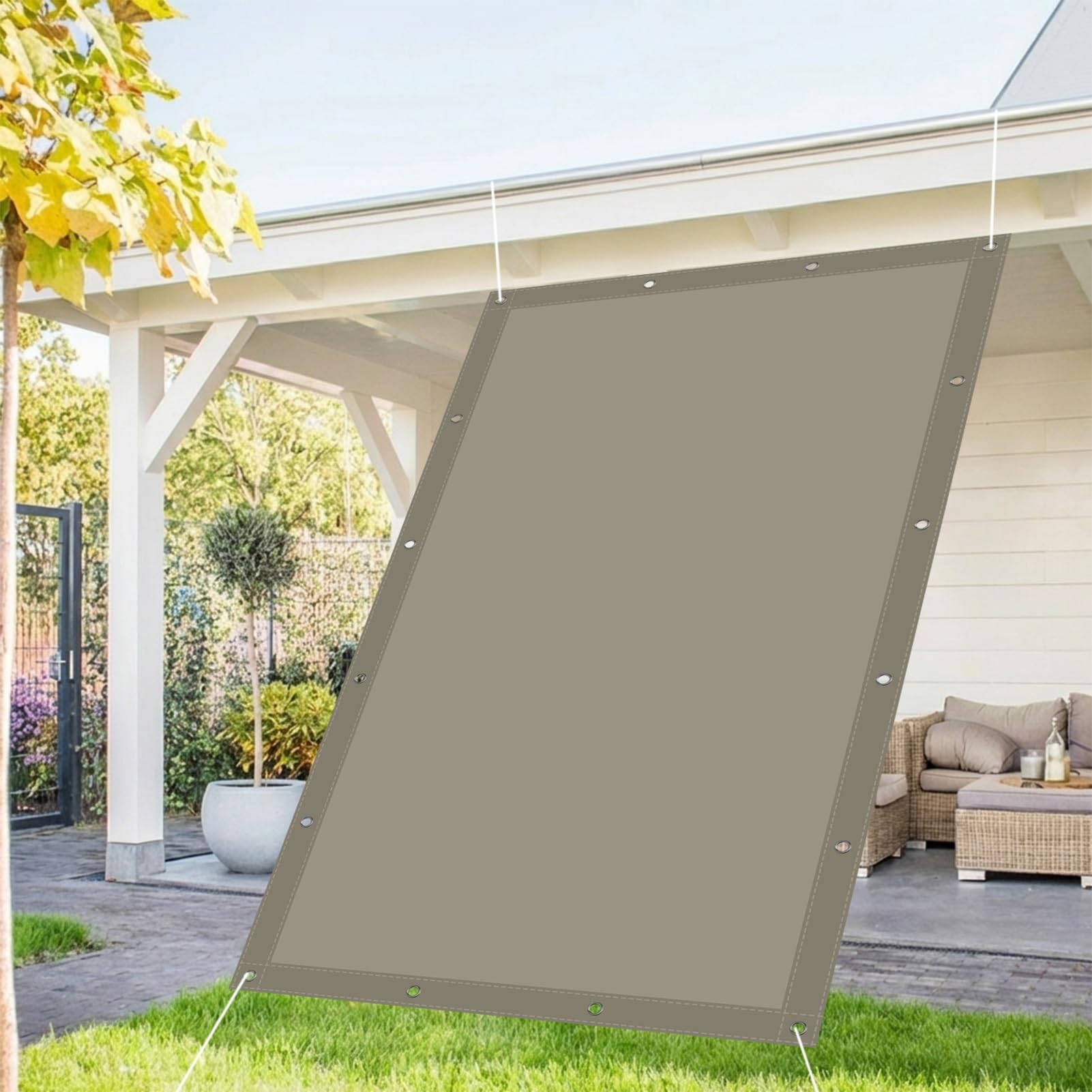 Toile ombrage imperméable 150x220 protection solaire UV jardin terrasse cour
