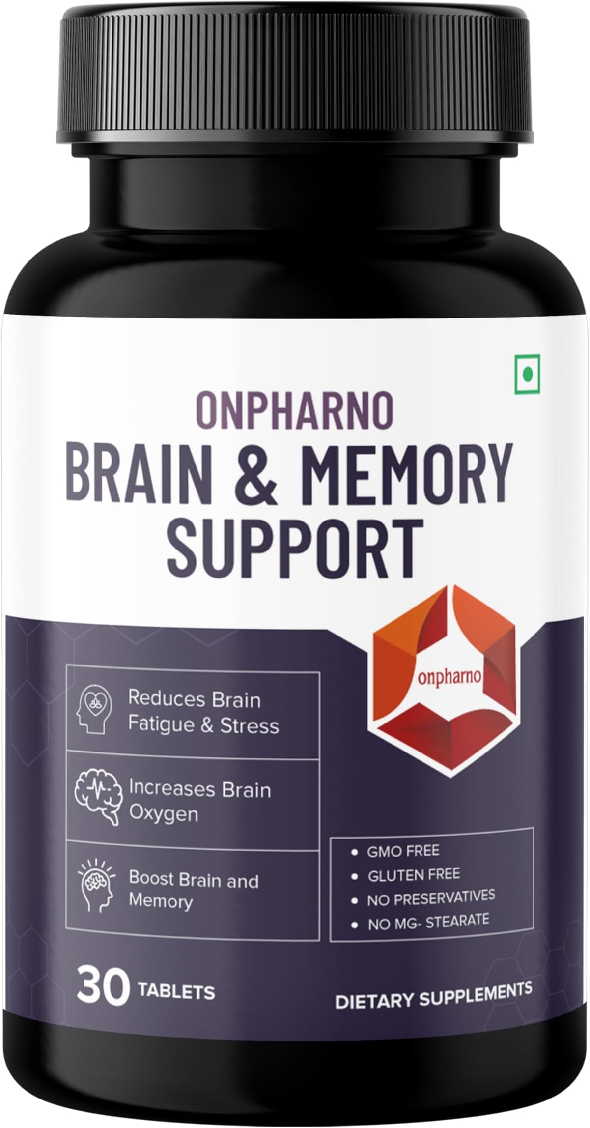 Brain & Memory Supplement | Enhances Focus, Memory & Clarity | Power of Carnitine, Alpha GPC, Brahmi, Ginkgo & Ginseng | Reduces Stress & Improves Mental Performance - 30 Tablets