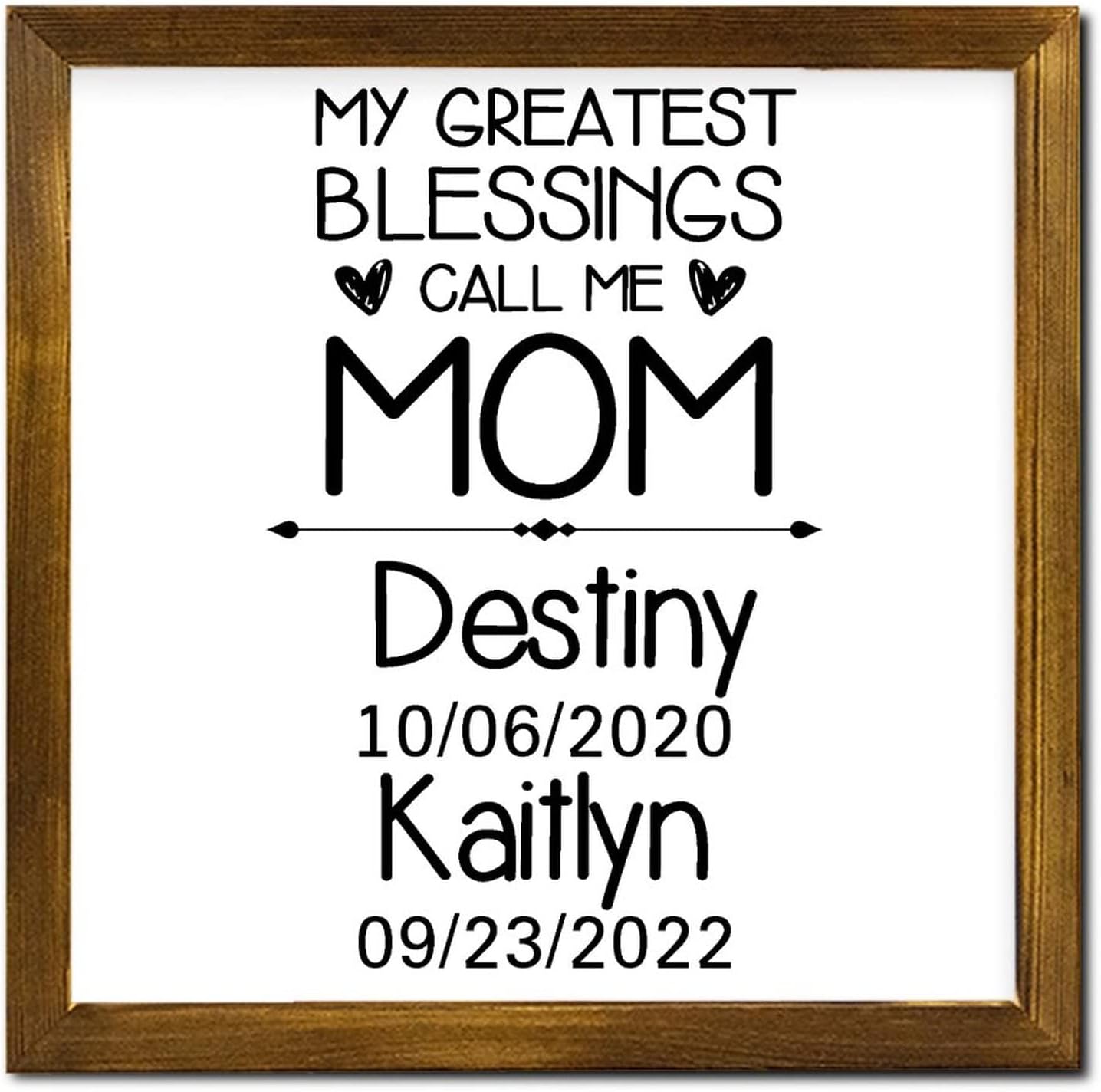 My Greatest Blessing Call Me Mom Wooden Framed Signs Christian Quote Wood Plaque Sign Classic Wall Art Hanging Farmhouse Decoration Plaque for Home Bedroom Living Room Bathroom 12x12 Inch