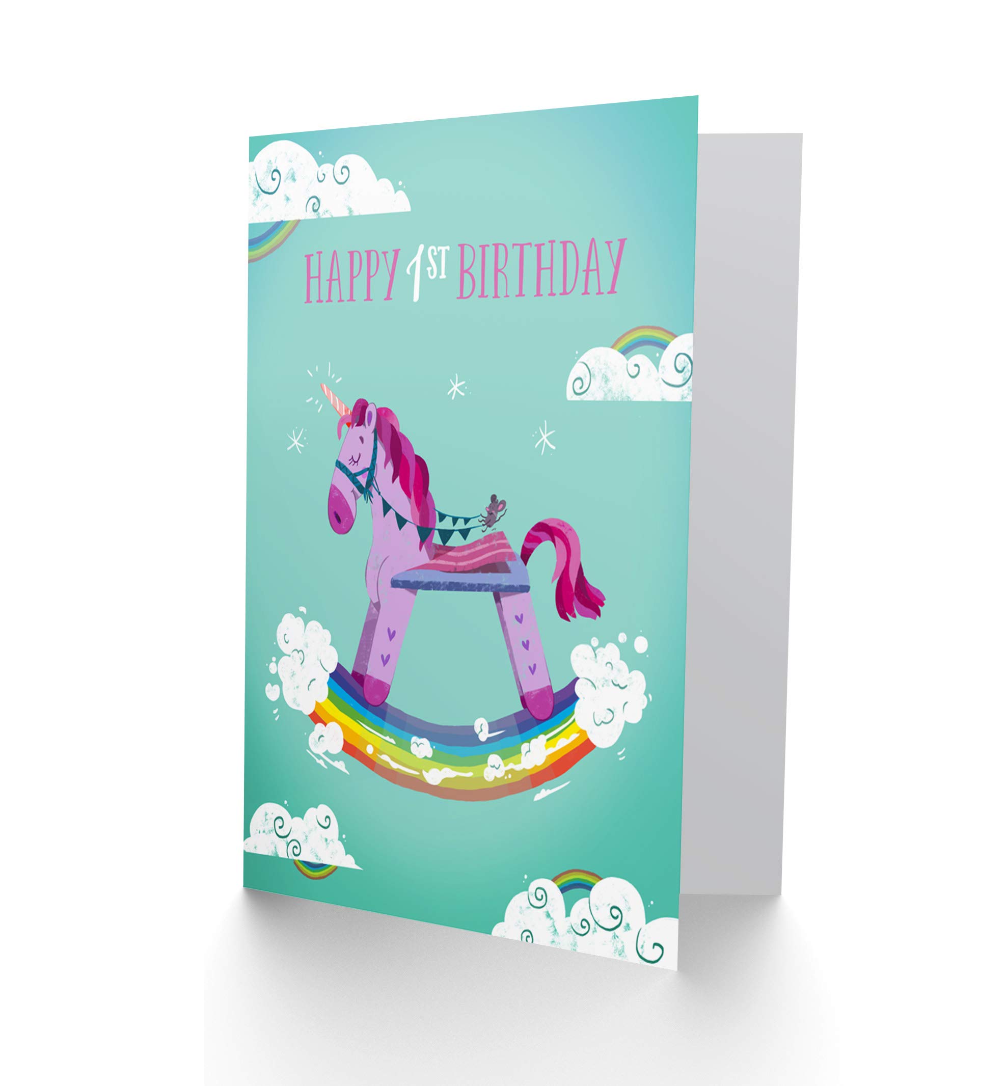 Wee Blue Coo Geburtstagskarte Zum 11. Geburtstag – Regenbogen, Einhorn, Schaukel, 17,5x12,5 Cm