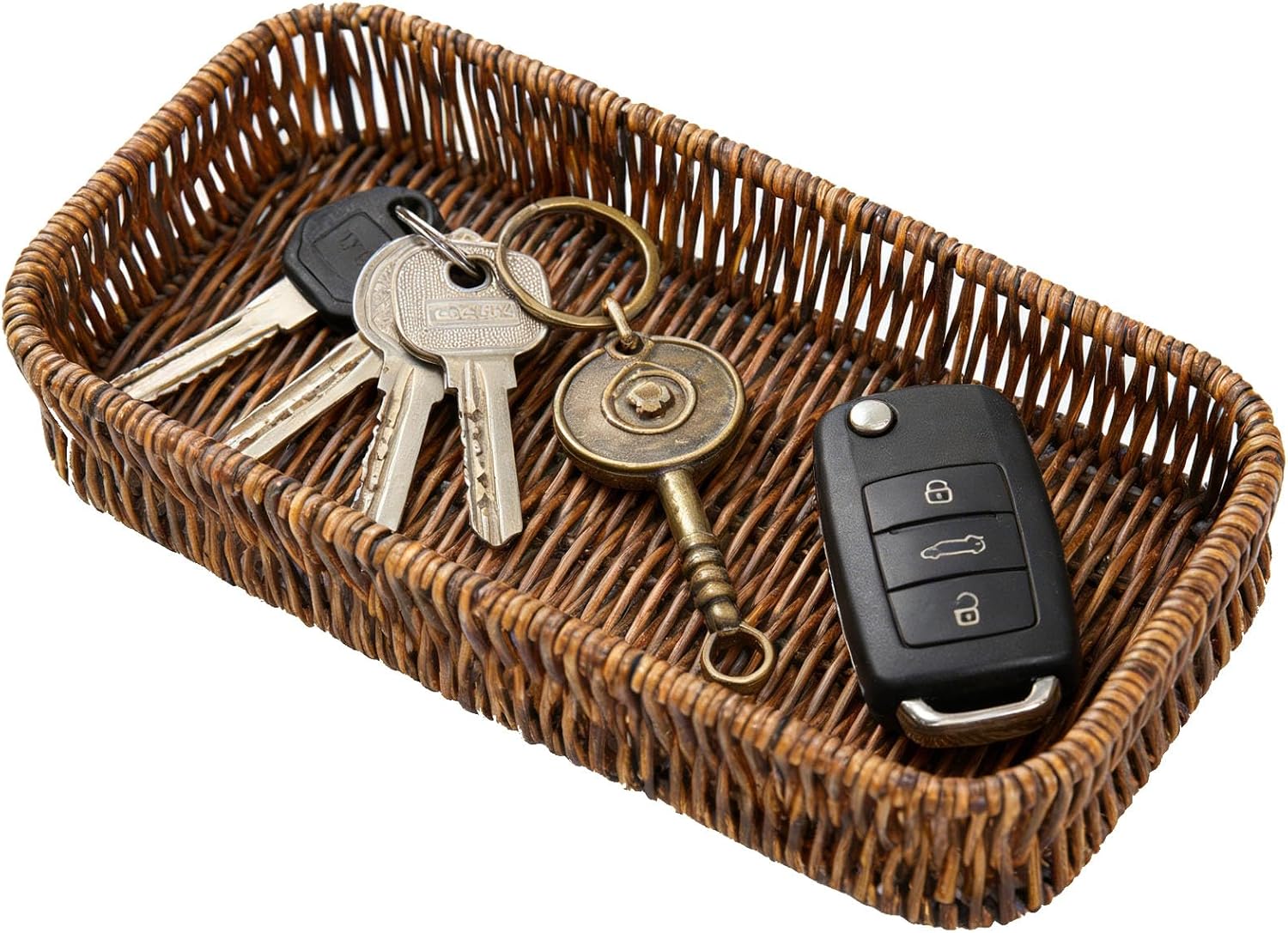 Key Bowl, Rattan Key Tray for Hallways, Keys Bowl for Home Organisation, 27 x 10 cm Storage Solution