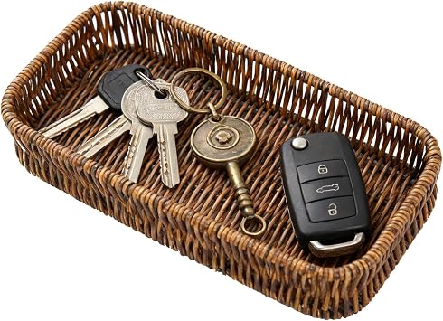 Key Bowl, Rattan Key Tray for Hallways, Keys Bowl for Home Organisation, 27 x 10 cm Storage Solution