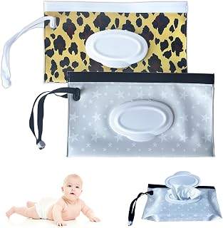 Baby Wipe Dispenser, Portable Baby Wipe Holder Refillable Wet Wipes Container for outdoor Reusable Travel Baby Wipes Case Wet Wipe Pouch Wipe Holder Keeps Fresh Wet for Travel Camping hiking