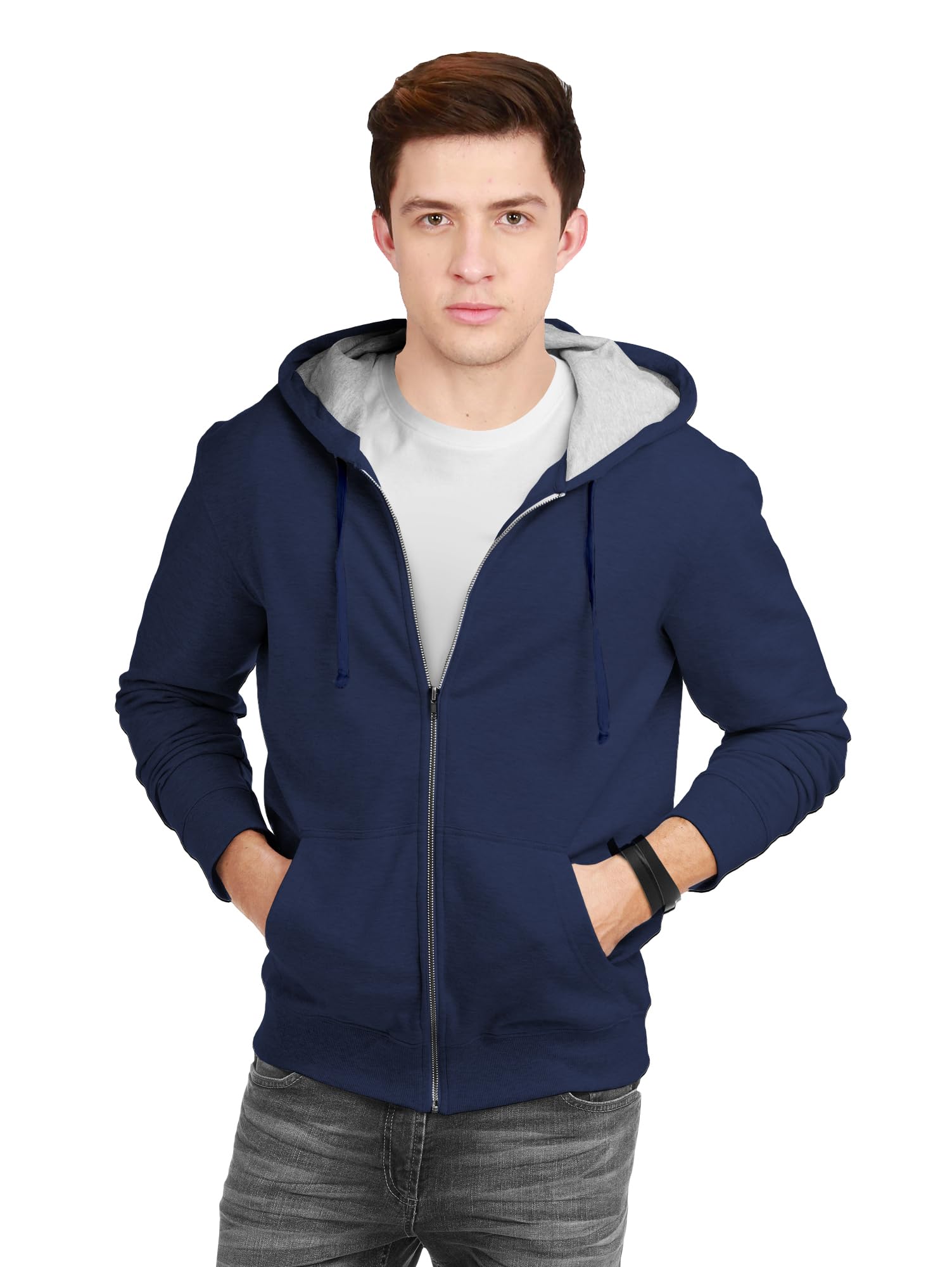 fanideazMen's Cotton Hooded Sweatshirt with Zip
