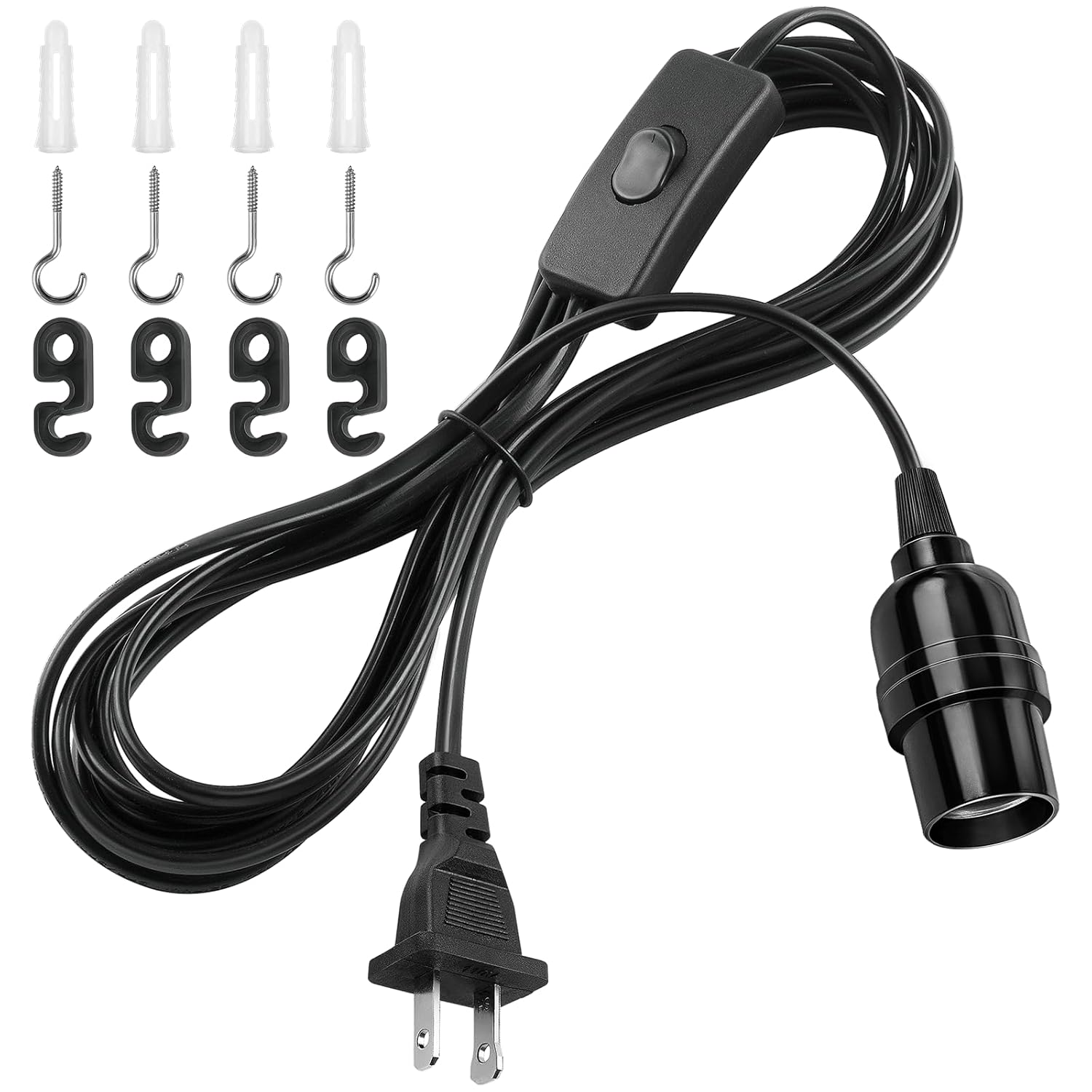 Similar ))DiCUNO Extension Hanging Lantern Cord Cable, E26 Pendant Light Lamp Socket, On-Off Switch Close to Polarized Plug, 13 Feet, Medium Base for Grow, Plant, Ceiling Lights Fixture, Black, 1 Pack 1 13ft - Black