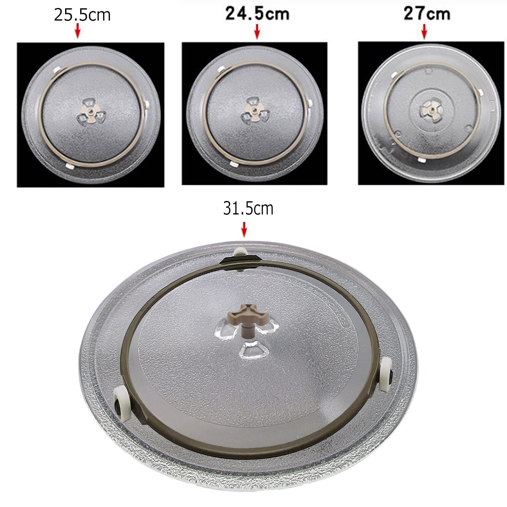 Piastra girevole in vetro per microonde da 270 mm 315 mm, vassoio per cottura a microonde, piastra girevole in vetro per microonde, sostituzione piastra in vetro per microware, accessori per aliment