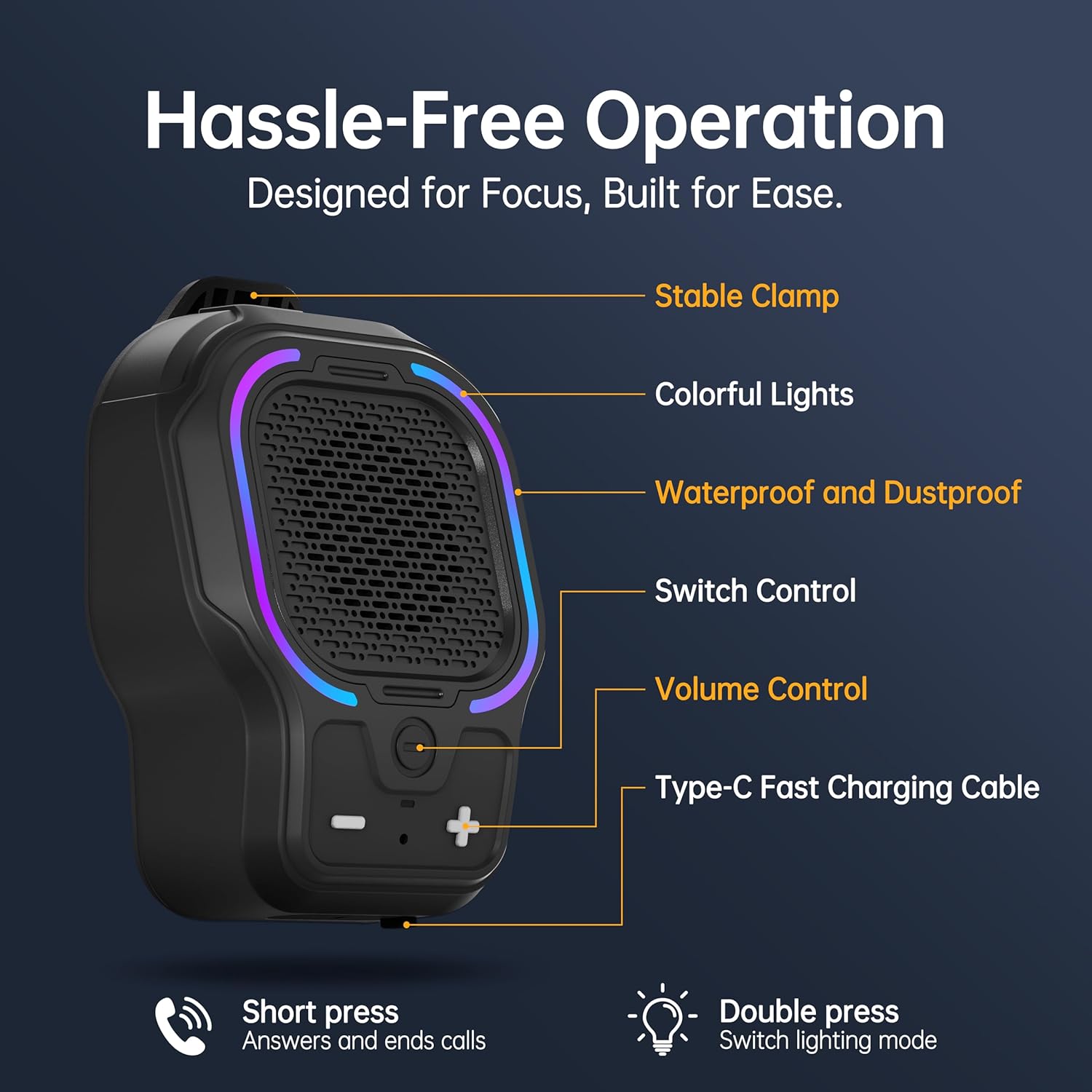 Wearable Bluetooth Speaker, Magnetic Clip-on Wireless Portable Speaker, Mini Loud speaker with 3 Light Modes, 10H Battery, Lightweight, Built-in Mic for Hands-Free Music Calls Outdoor Work, Ideal Gift