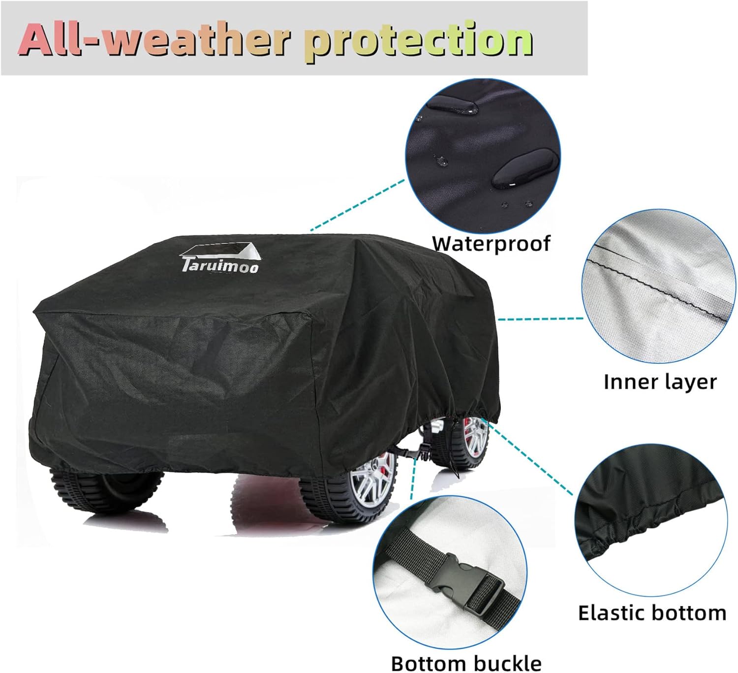 Kids Ride-On Toy Car Cover, Outdoor Heavy Duty Waterproof Cover for Electric Battery-Powered Children's Wheeled Kids Car- Universal Fit For(55" L x 34" W x 34" H) (SUV Car's)