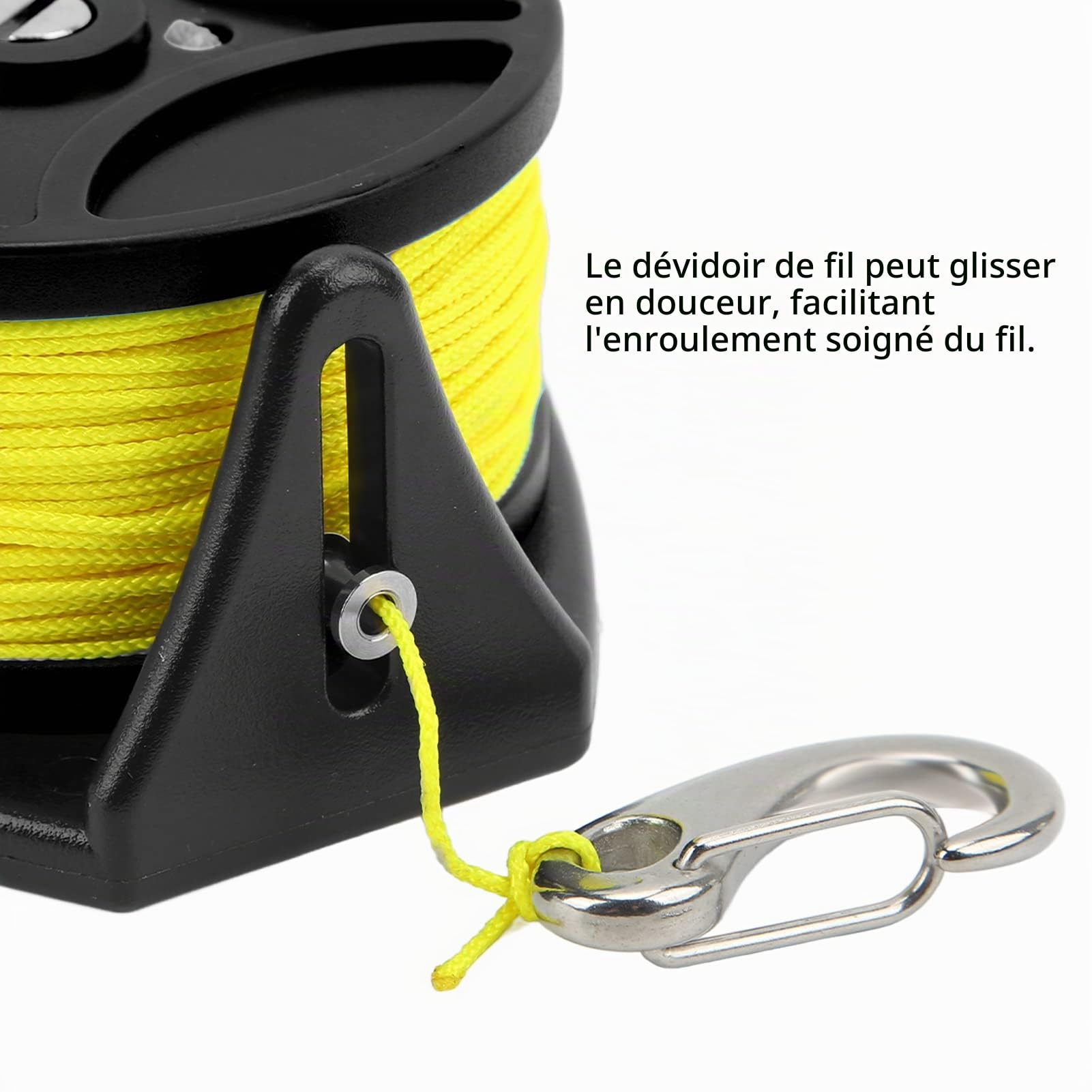 Enrouleur d'épave 'plongée' avec clip - Fil de 83 m - Alvinlite - Multi-usage - Plongée récréative et pêche à la lance (noir)