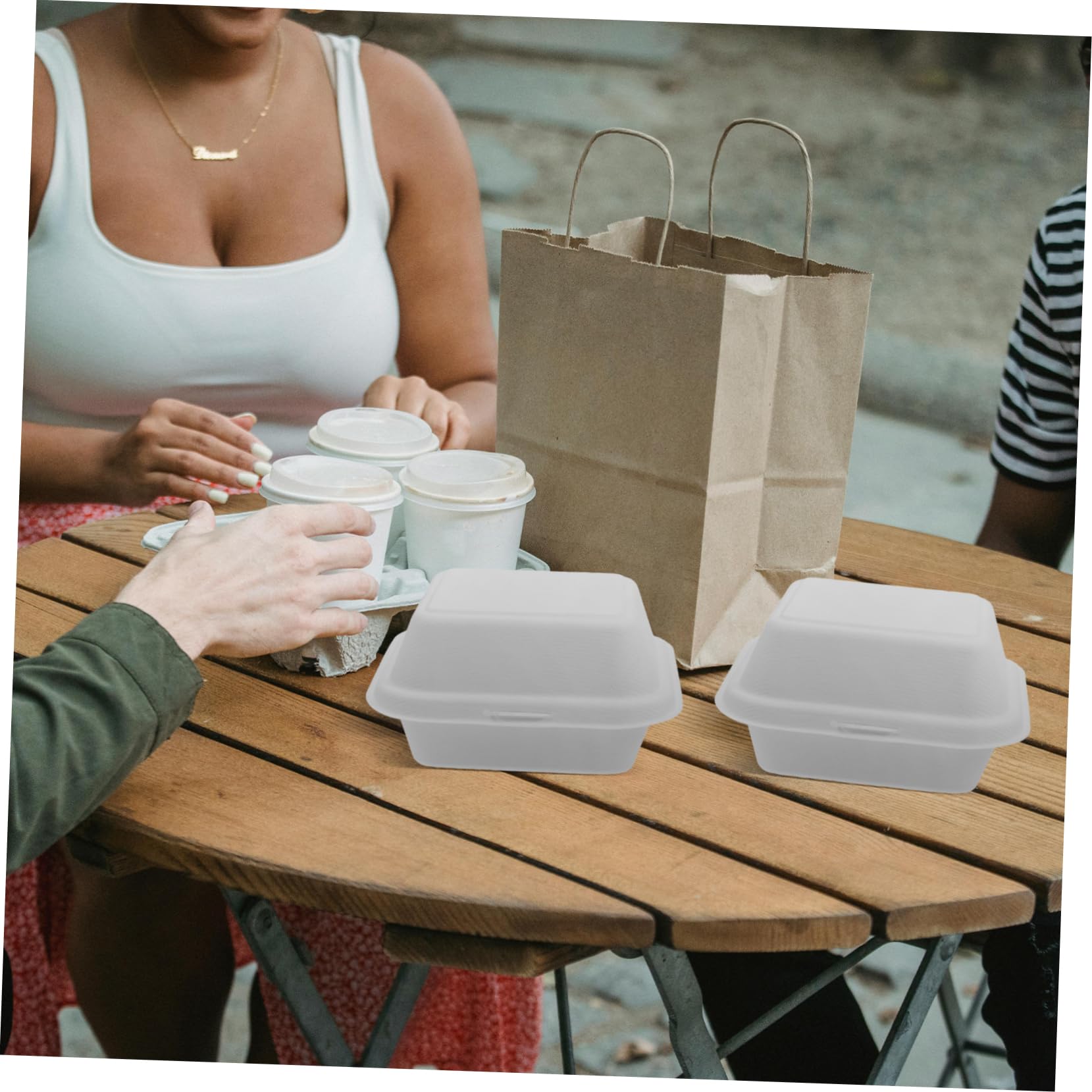 Alimenti Coperchio, Food Box in Polpa Bianca, e Facile da Trasportare, 50 Pezzi per Asporto Cibo