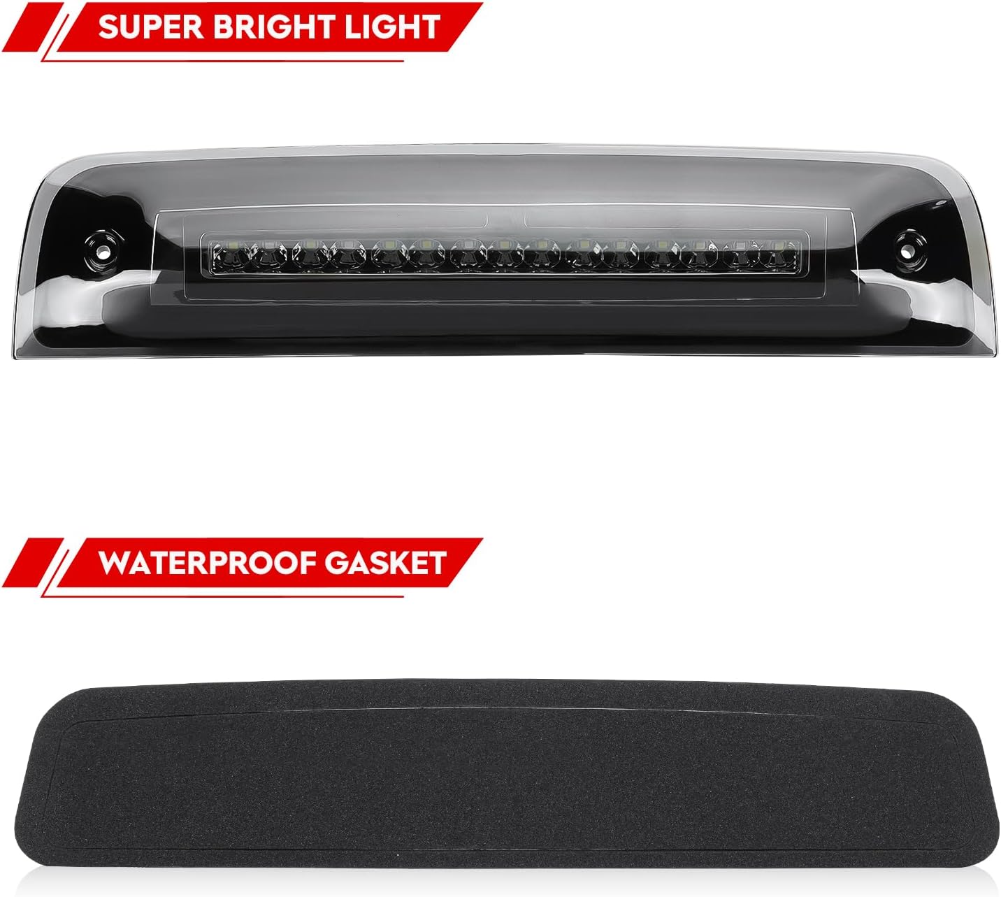 Tresound Led 3rd Brake Cargo Light for 2009-2017 Dodge Ram 1500, 2010-2017 Dodge Ram 2500 & 3500 Third Center High Mount Stop Lamp (Chrome Housing + Smoke Lens)