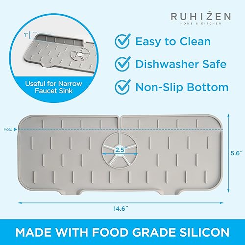 Miniatura 2 de Bandeja de silicona para grifo de goteo, colector de salpicaduras de fregadero, soporte de esponja de jabón para platos para fregadero de cocina,