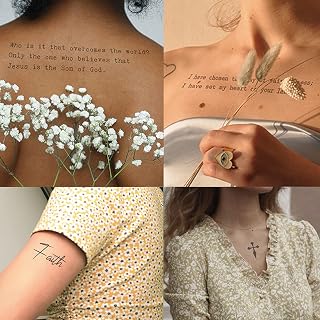Everjoy Inspirational Christian Quotes Bible Verses Temporary Tattoos About Faith - 2 Sheets Powerful Scripts for Women and Men
