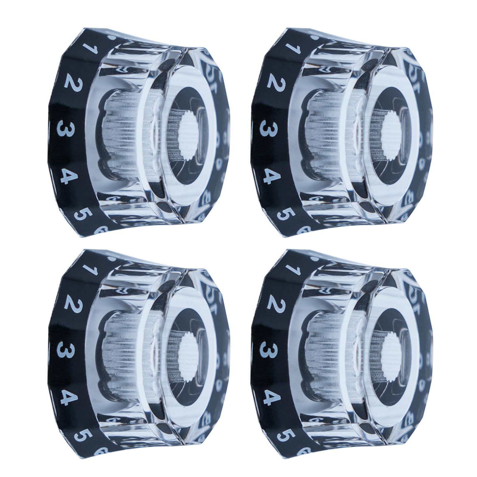 HUANGTNG 4Pcs Guitar Contral Knobs, Clear Knobs Electric Guitar Bass Top Hats Knobs Speed Volumes Tone Control Knobs Replacement