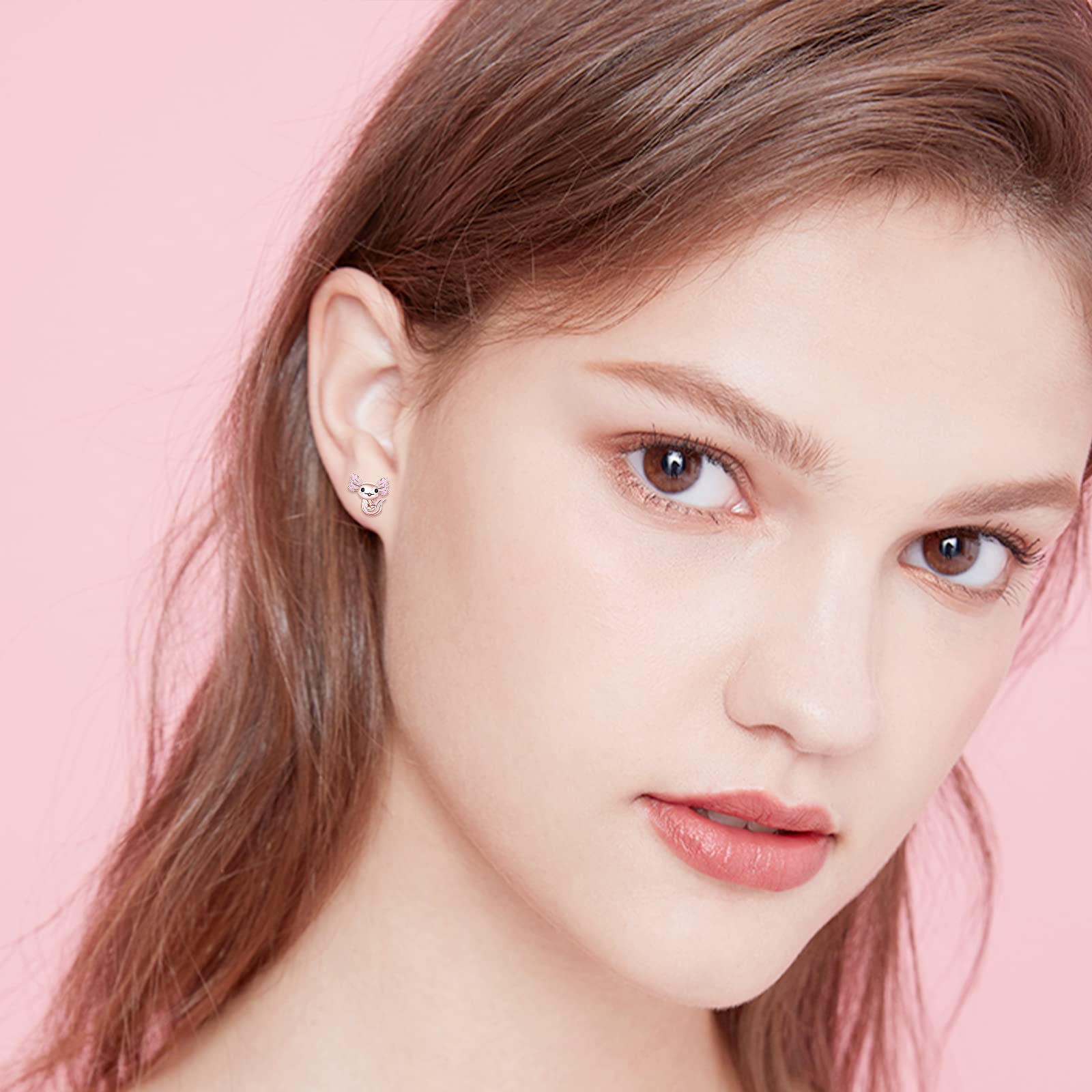 Axolotl Boucles d'oreilles à tige en argent sterling 925 hypoallergéniques en forme d'animal mignon Rose