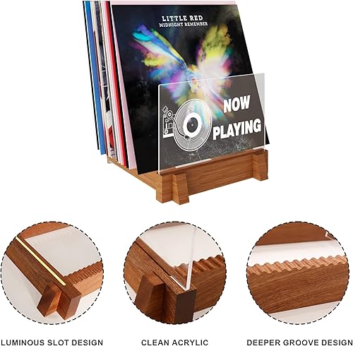 Miniatura 6 de YuanDian Exhibición y almacenamiento de discos de vinilo ilumina ahora jugando estante de acrílico con pantalla LED y alimentación USB