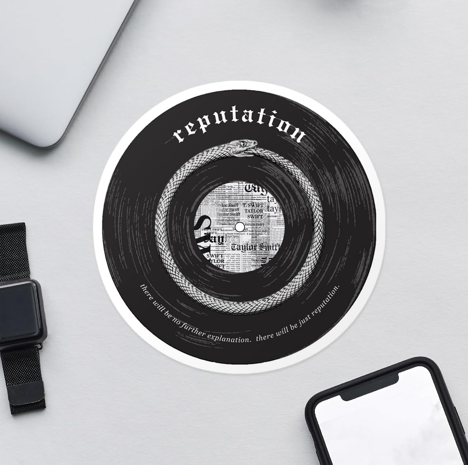 Reputation Snake Record LP Taylor Sticker – Vinyl Decal for Water Bottles, Laptops, Tablets 5.5" (Sticker)