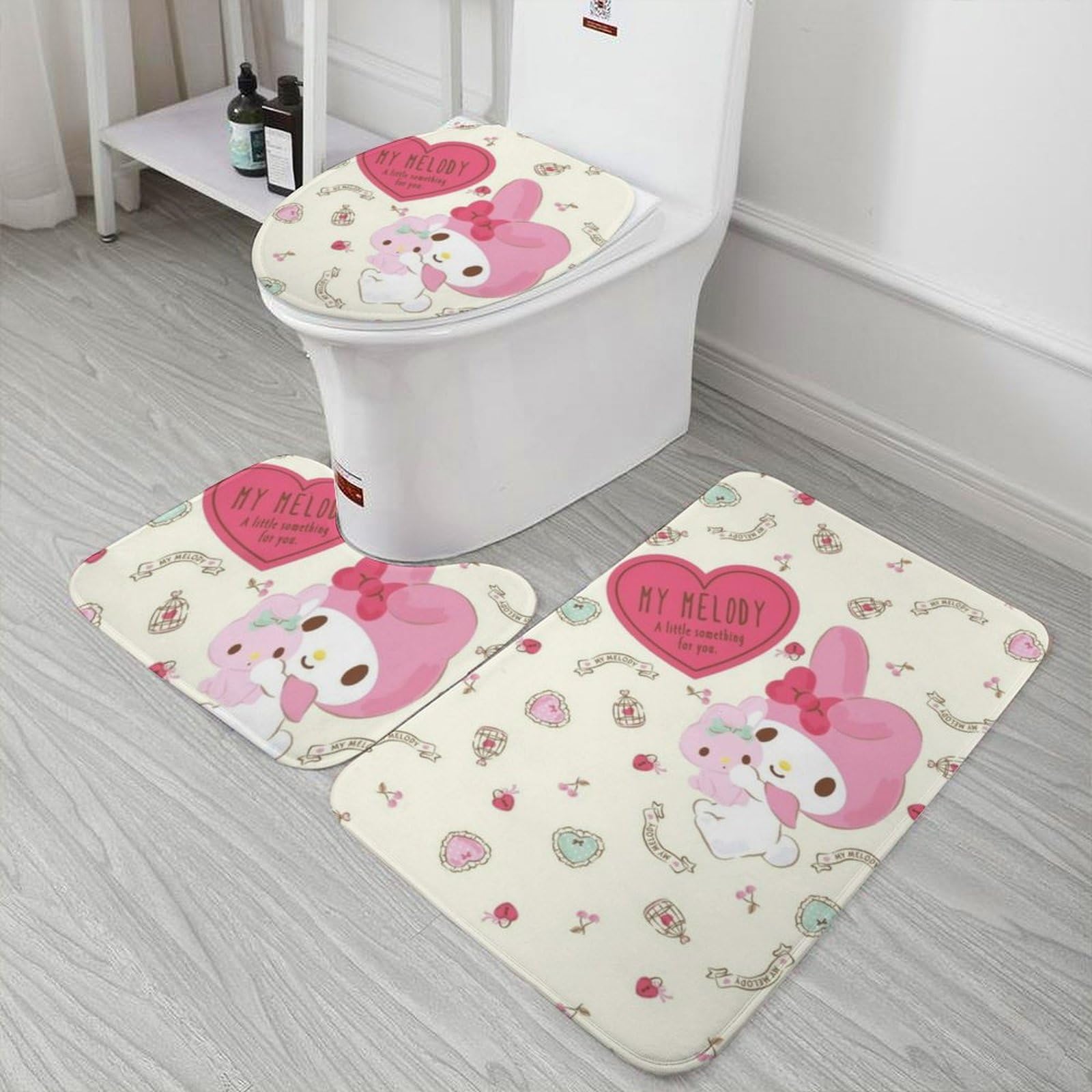 Amazon.co.jp: マイメロディ バスマット トイレマット セット 3点 速乾