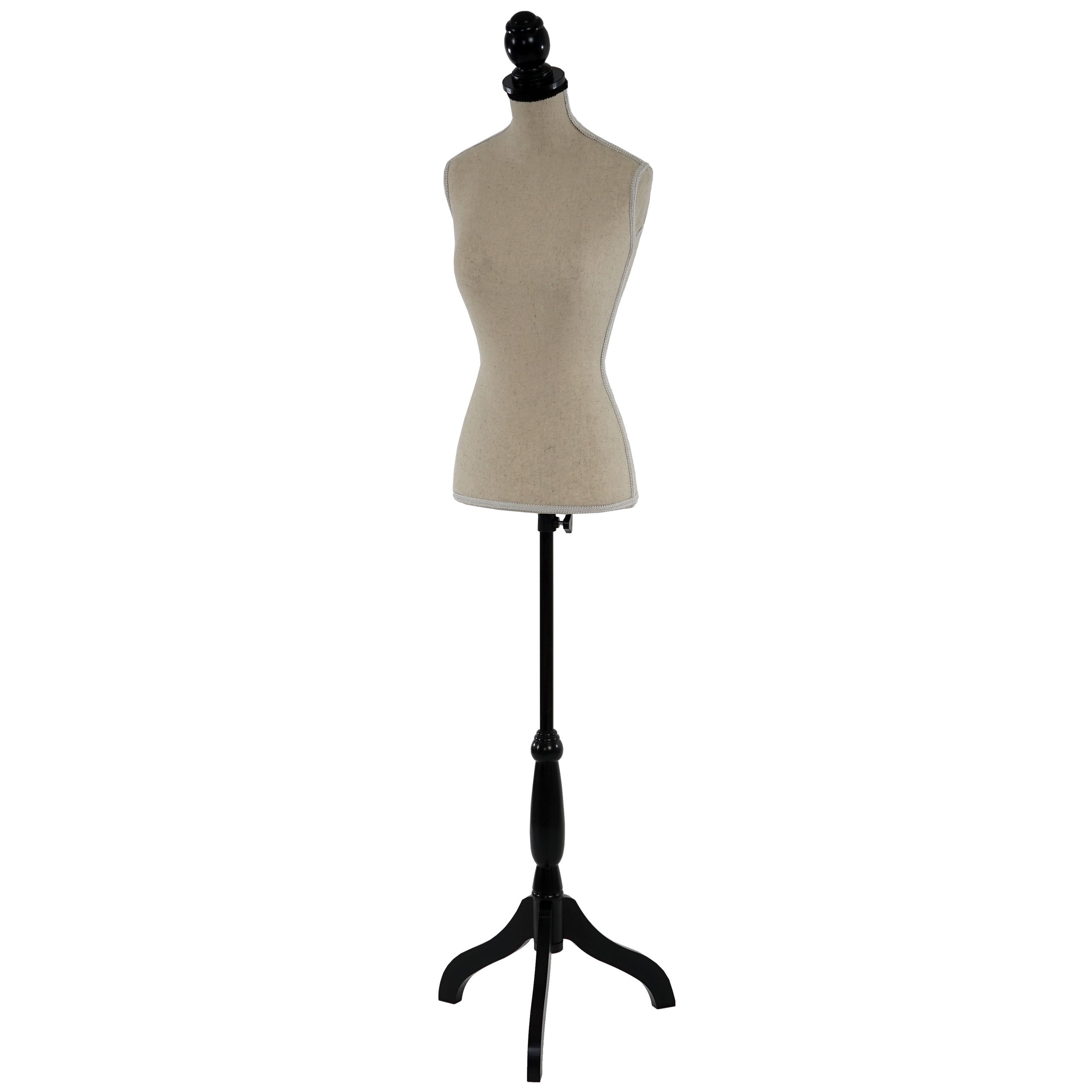 Manichino da sarta T220, busto da vetrina regolabile (torso femminile), con treppiede, in schiuma - avorio