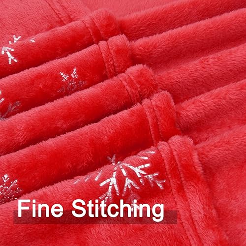 Miniatura 6 de ASPMIZ Manta de Feliz Navidad, manta de invierno roja para sofá, manta de franela de felpa de copo de nieve plateada para adultos y niños, manta