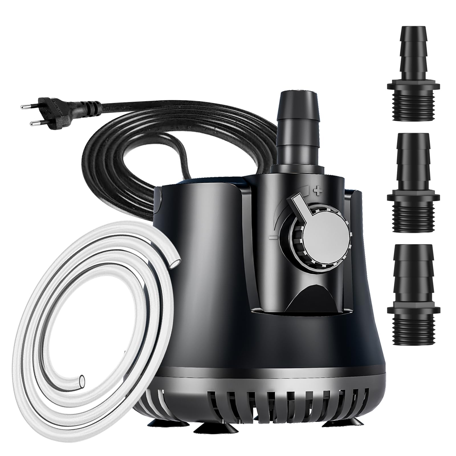 Aquarium Pumpe 40W 2500L/H Tauchpumpe Ultra-Leise Mini Teichpumpe Springbrunnenpumpe mit Einstellbarem Schalter und 1.8m Kabel, 3 Düsen wasserpumpe für Teich, Aquarien, Hydrokultur, Brunnen