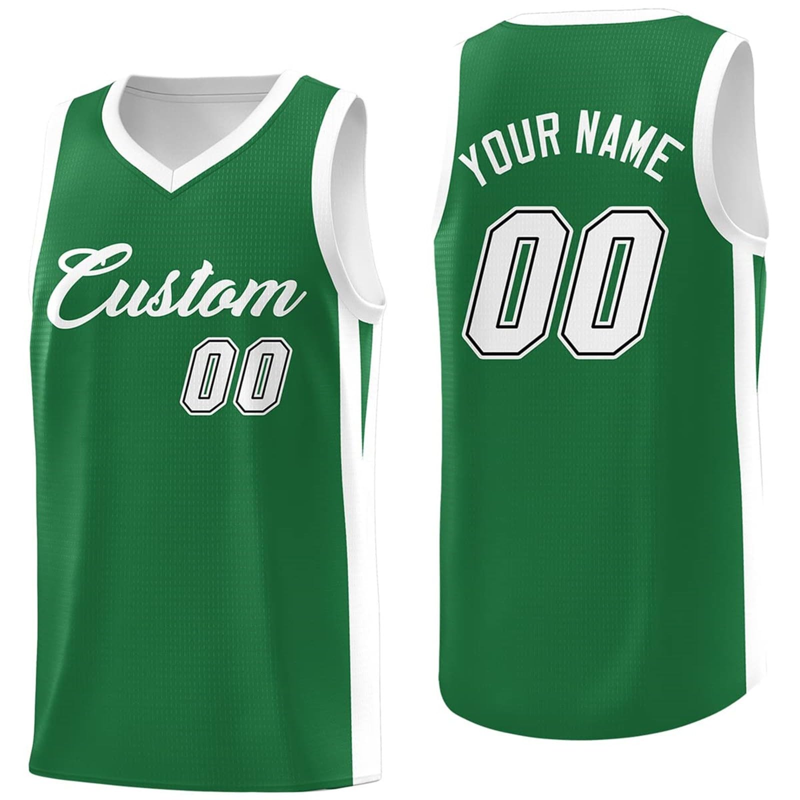 Custom Basketball Jersey - Personalised Team Name & Number - Breathable Sleeveless Basketball Vest for Men, Women & Youth, S-XXL Green