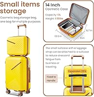 Vista 26 de Merax Equipaje, maleta extensible rígida con ruedas giratorias ligeras, Negro -, 40/48/52