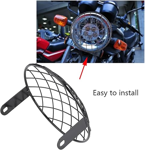 Miniatura 3 de Rejilla de 8 faros delanteros, para motocicleta, 7 de malla, montaje lateral, máscara universal de 8 pulgadas para Cafe Racer (plateado), protector
