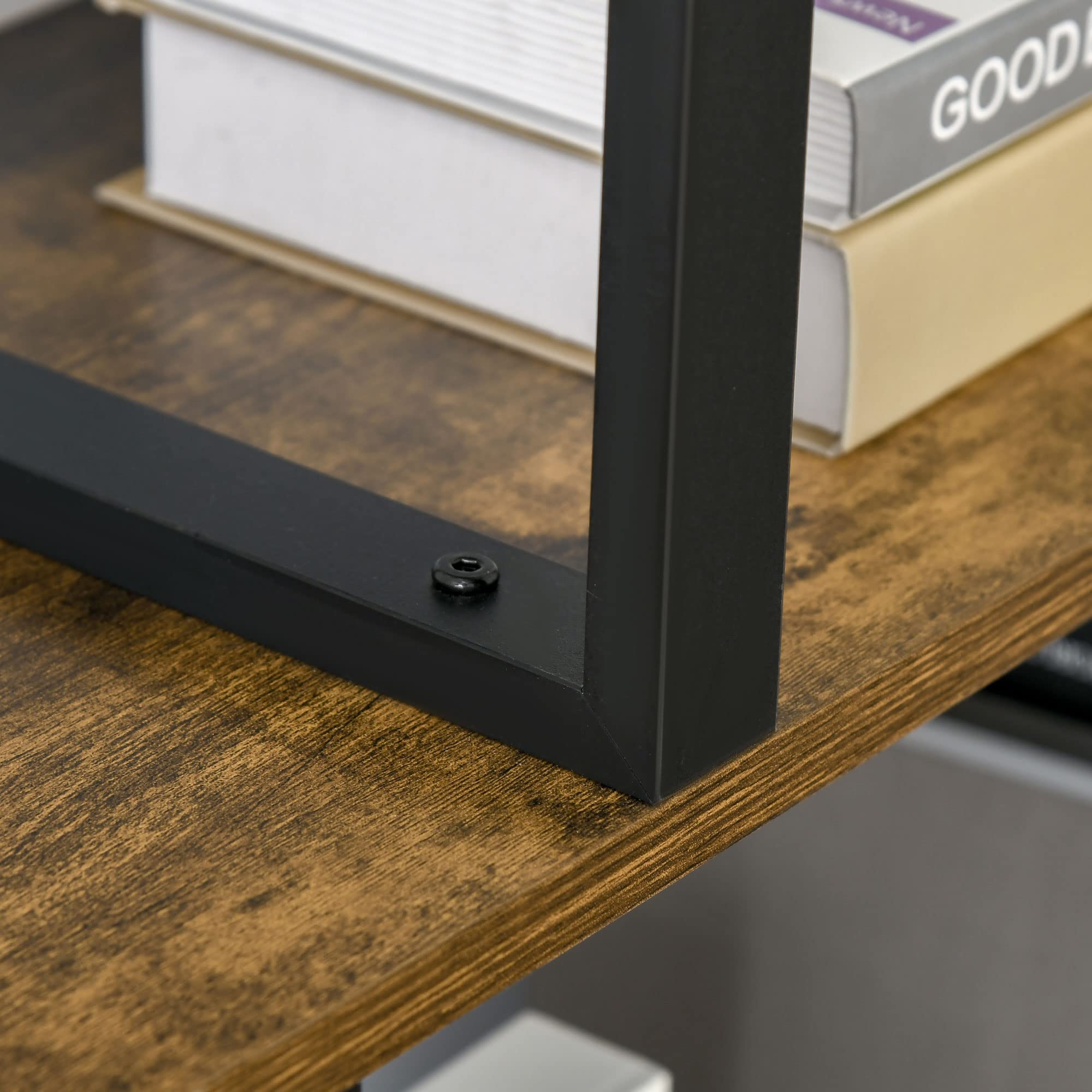 HOMCOM Libreria Antiribaltamento Stile Industriale, Scaffale Vintage con 5 Ripiani in Truciolato, 102x30x160cm