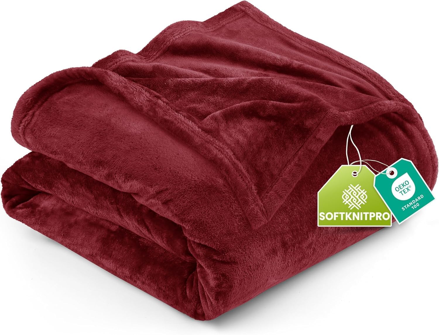 Soft Fleece Bed Blanket Queen Size Burgundy (90x90 Inch) | Microfiber Plush Warm Lightweight Breathable Cozy Blanket Anti-Static, All Season Use, Gift for Women and Men