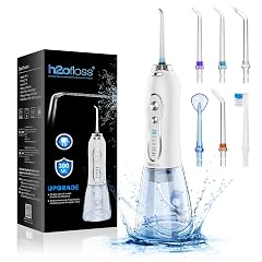 H2ofloss Water Dental Flosser Portable Dental Oral Irrigator with 5 Modes 6 Replaceable Jet Tips Rechargeable IPX7 Waterproof