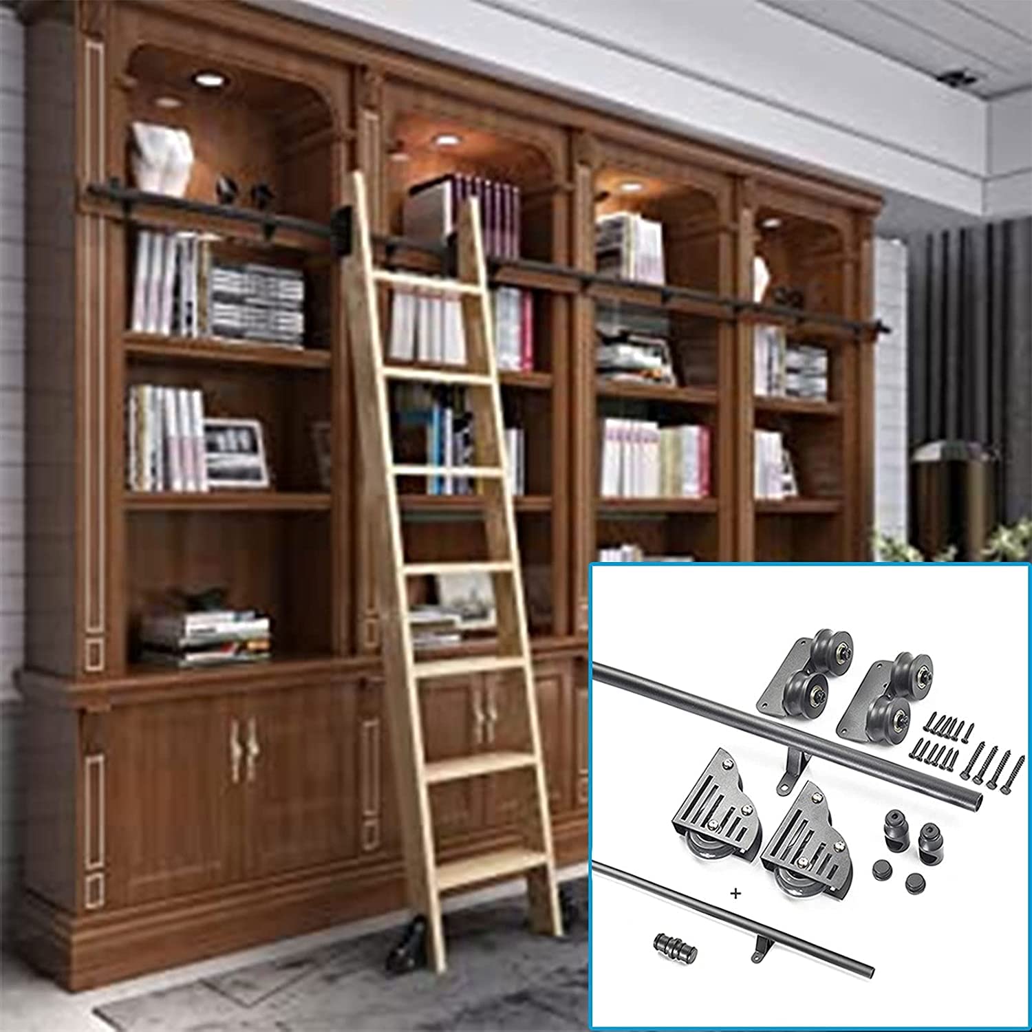 Kit rail coulissant pour porte de grange et bibliothèque