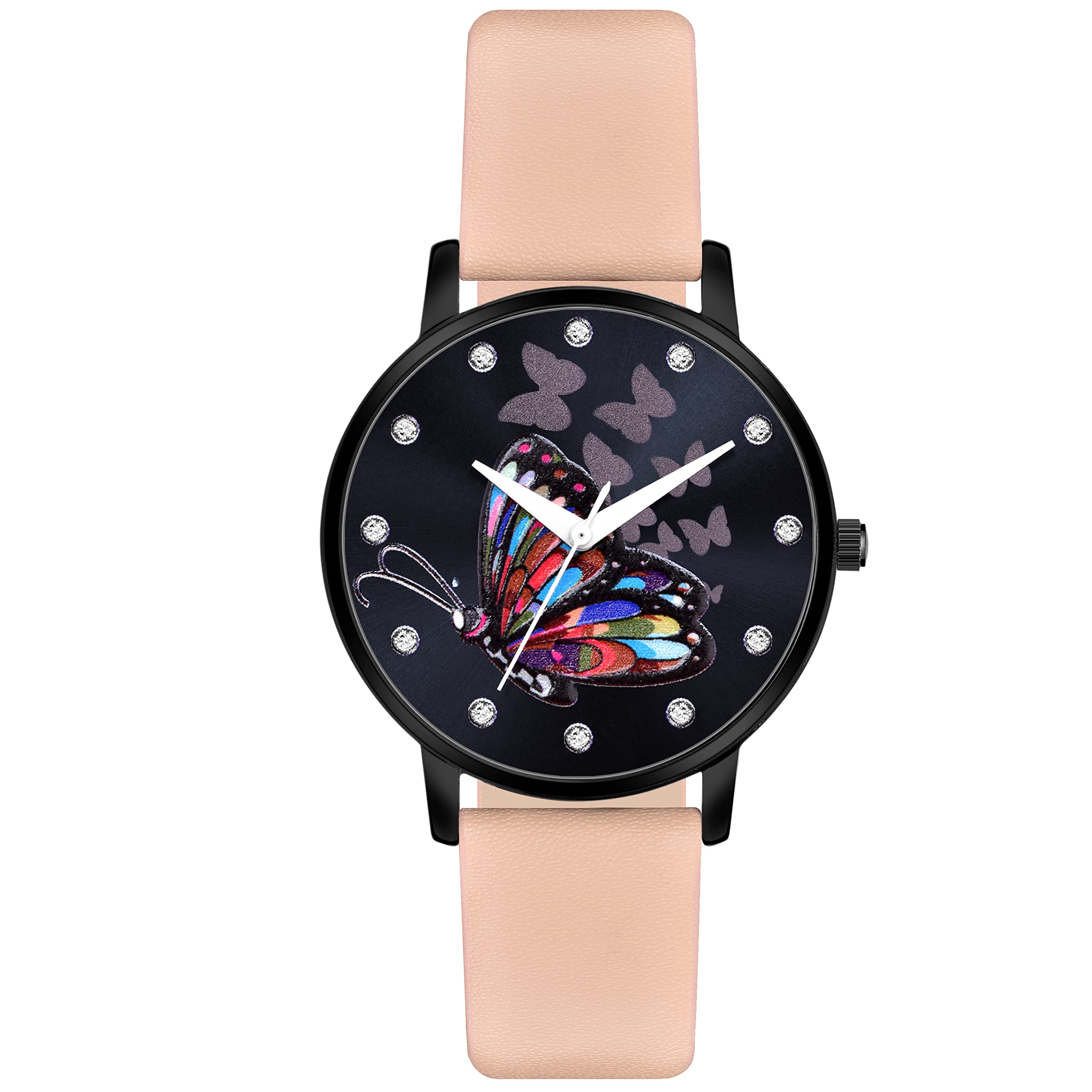 CLOUDWOOD Analog Wrist Watch for Womens and Girls (Black Dial Skin Colored Strap) (B0B2JZJXG2) Amazon Price History, Amazon Price Tracker