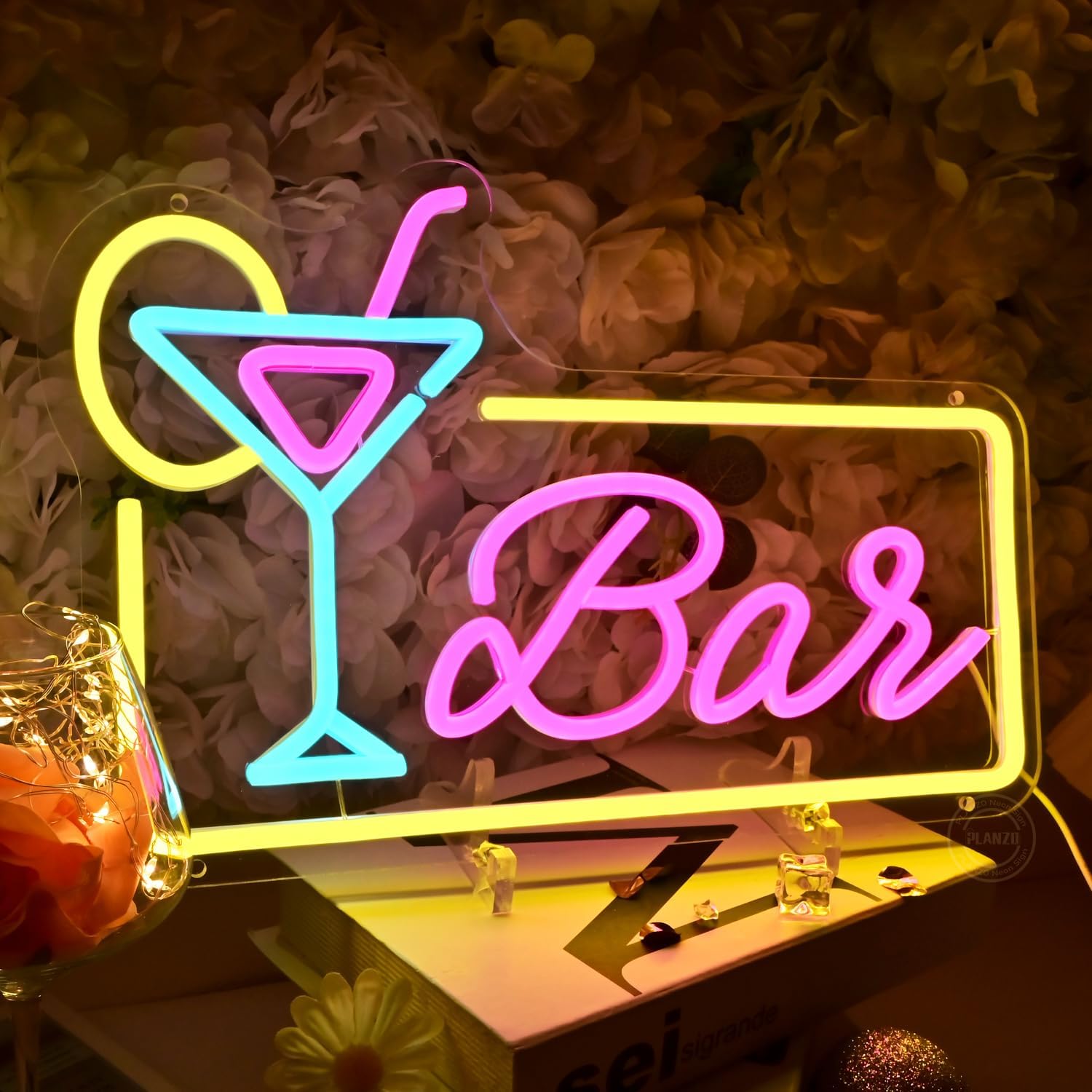 Planzo Bar Neon Sign for Wall Decor LED Light Up Cocktails Beer Bar Open Neon Lights for Home Pub Cafe Man Cave Club Coffee Bistro Restaurant Hotel Party Window Indoor USB Powered Dimmable