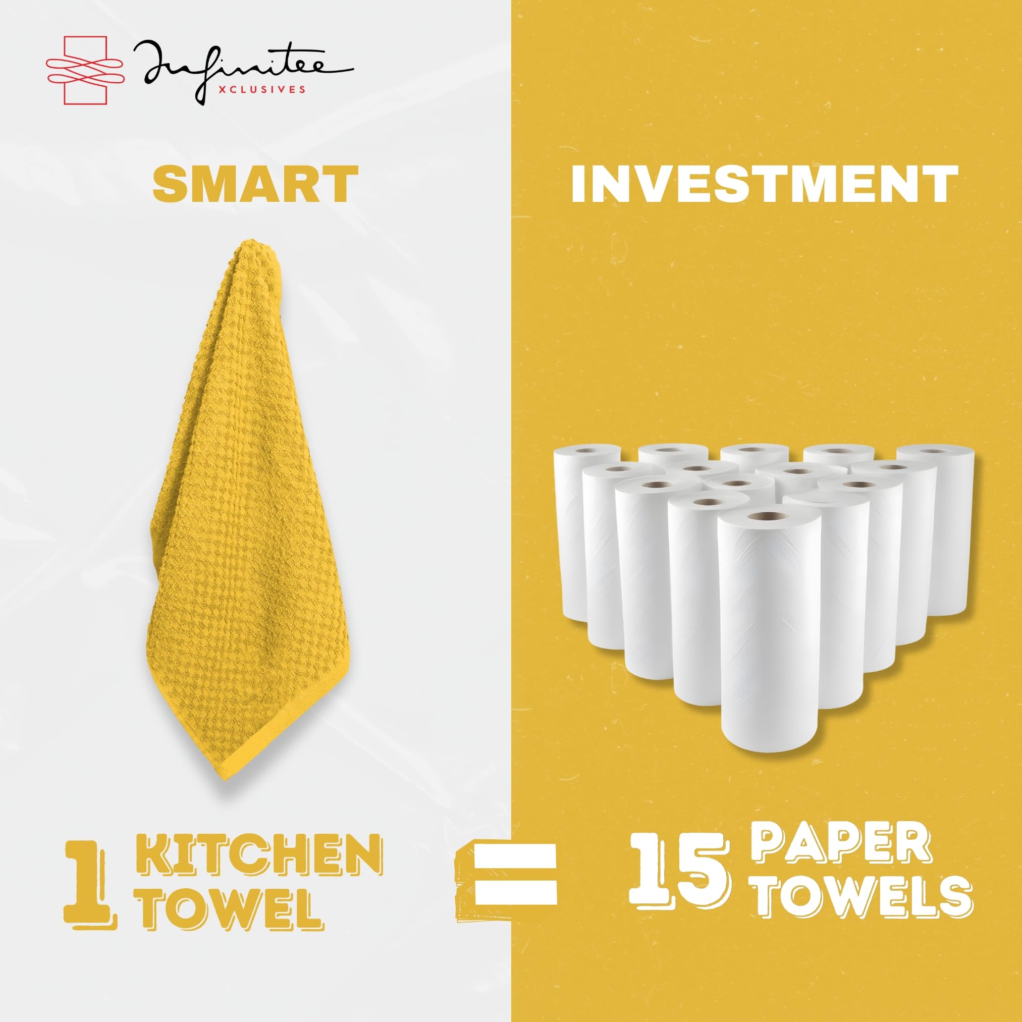 Infinitee Xclusives Premium Tea Towels, Radiant Yellow, Kitchen Towels - 6 Pack - Image 4
