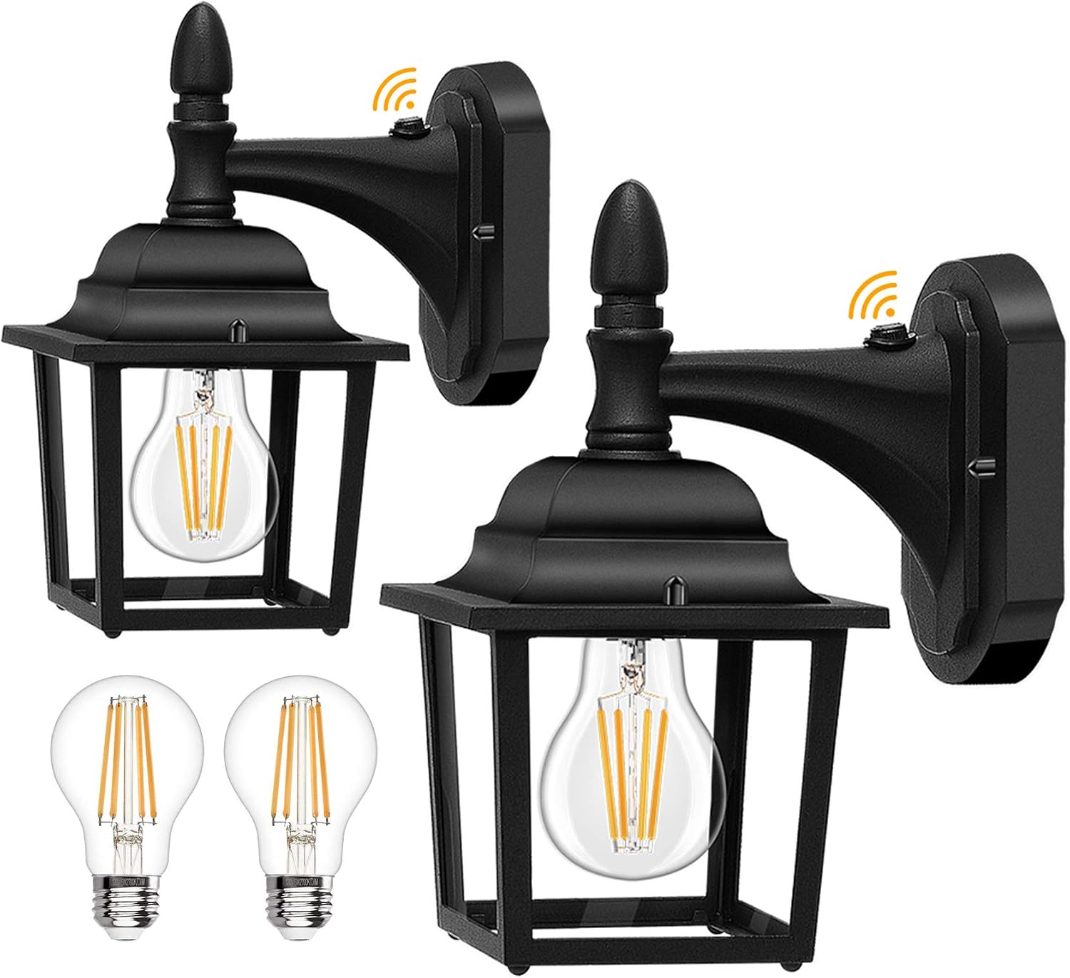 Dusk to Dawn Sensor Outdoor Wall Lanterns 2 Pack, 750 Lumen LED Bulbs Included, Exterior Light Fixtures Wall Mount, Anti-Rust Aluminum Waterproof Porch Light with Clear Glass for Entryway Garage Patio