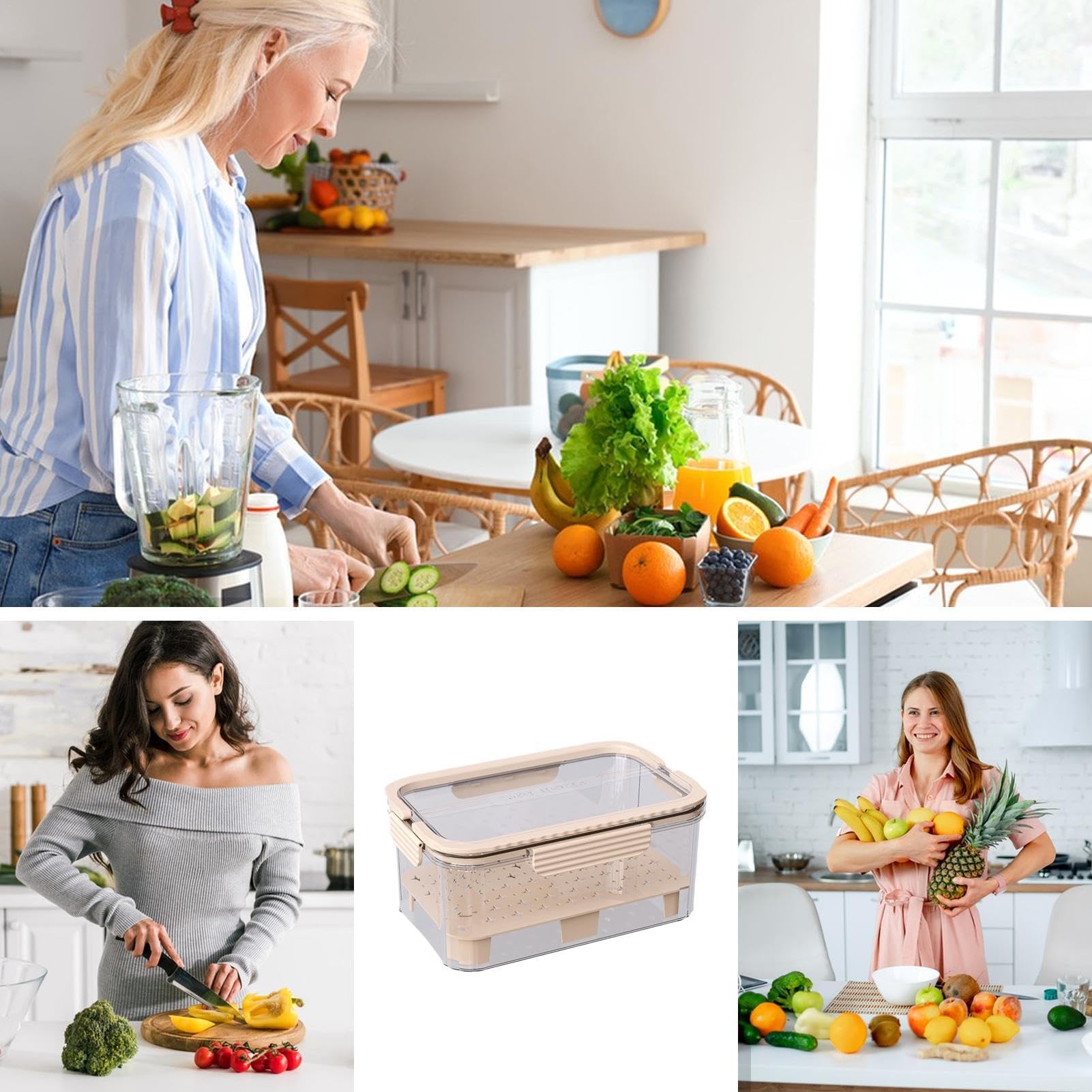 Salat-Aufbewahrungsbehälter für Kühlschrank, tragbare Frischhaltedose, transparent, dicht verschließbar, für Crisper Box, gefrierbarer Salatbehälter, multifunktionale Aufbewahrungsbehälter für Fleisch Küche, Haushalt & Wohnen