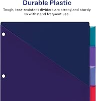 Vista 6 de Avery Big Tab - Separadores de plástico insertables con 2 bolsillos para carpetas de 3 anillas, juego de 5 pestañas, multicolor brillante de dos