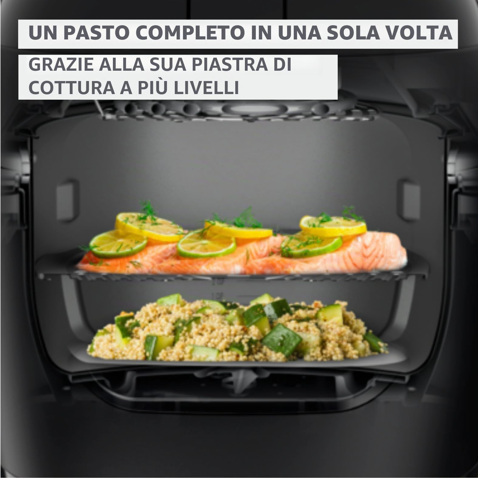 Moulinex Multicook Fry Multicooker & Air Fryer, 12 programmi, 6 L, Grigio, Spatola inclusa YY5553FB