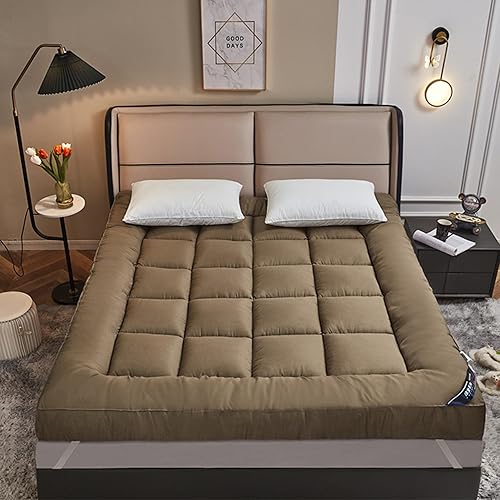 Colchón de futón japonés de 4 pulgadas de grosor, ultra suave, esponjoso, beige, tamaño individual, fácil de almacenar y portátil, colchón enrollable