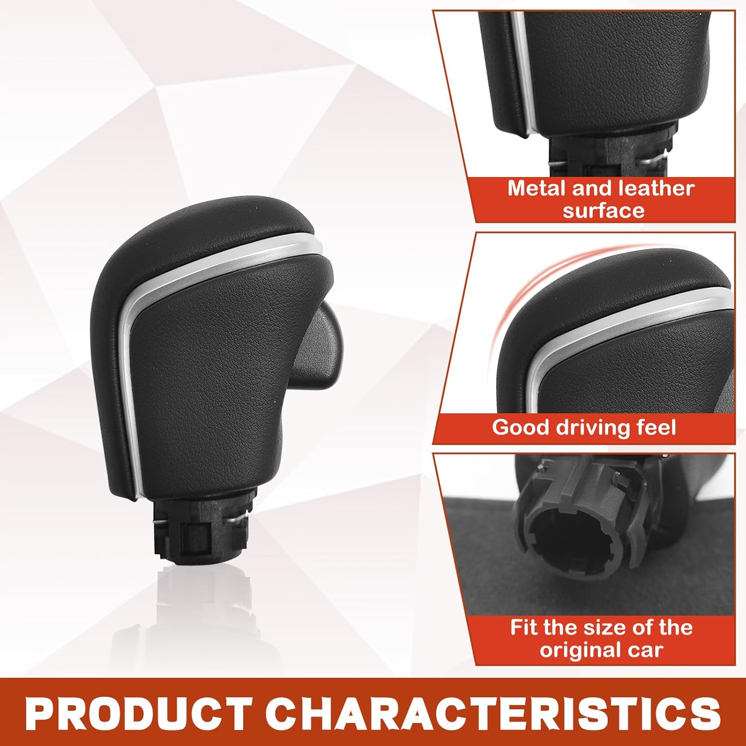 Gear Shift Knob Compatible with Toyota Camry 2018-2024 Corolla 2018-2023 Avalon 2019-2023 CHR 2022-2023 Shifter Knob Handle Black Leather Silver