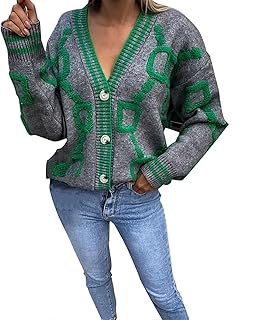2025 - Cárdigan de punto con cuello en V de manga larga con un solo pecho abrigo retro suelto casual de punto con capucha para mujer invierno