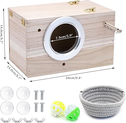Miniatura 3 de Caja nido de periquitos transparente para cría de periquitos, jaula para pájaros y periquitos, cacatúas, loros, pinzón de periquitos, canario